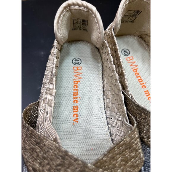 Womens Bernie Mev Slip-On Elastic Woven Shoes Size 9 EU 40 in Tan Gold Metallic - Picture 4 of 7